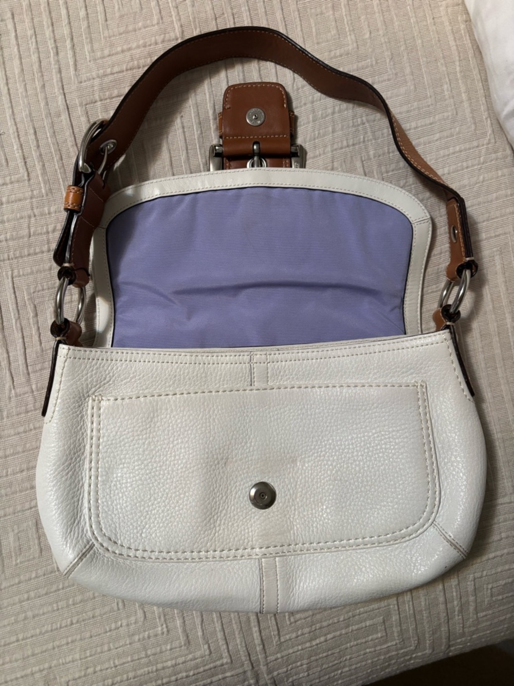 Coach Y2K Classic SOHO Cream Shoulder Bag with Tan Leather Trim - Picture 6 of 11